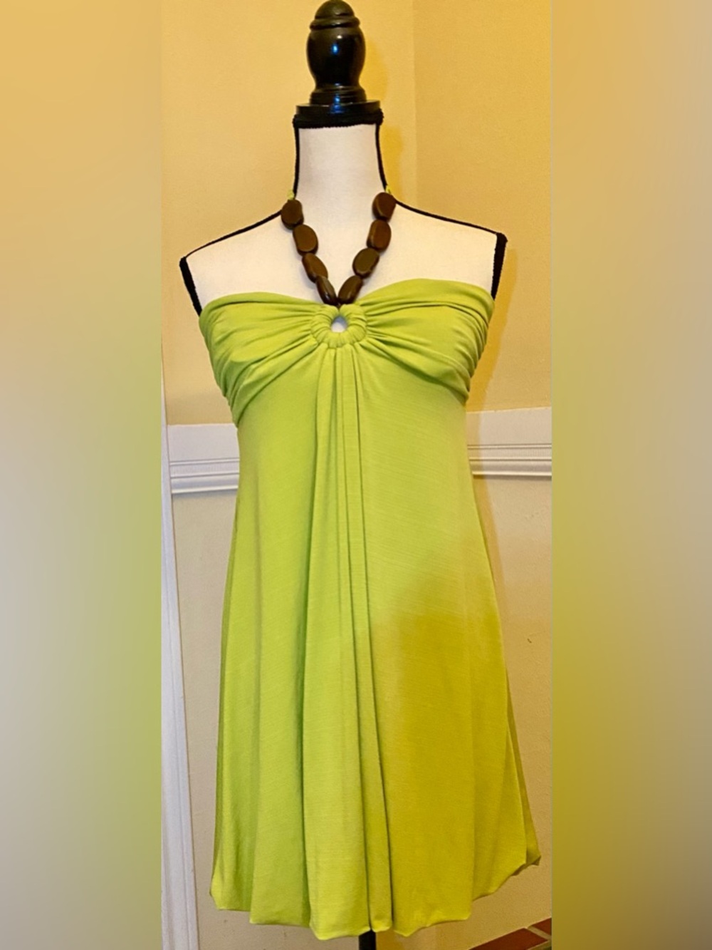 BCX Strapless Wooden detail Sundress in Lime; Large; NWOT.